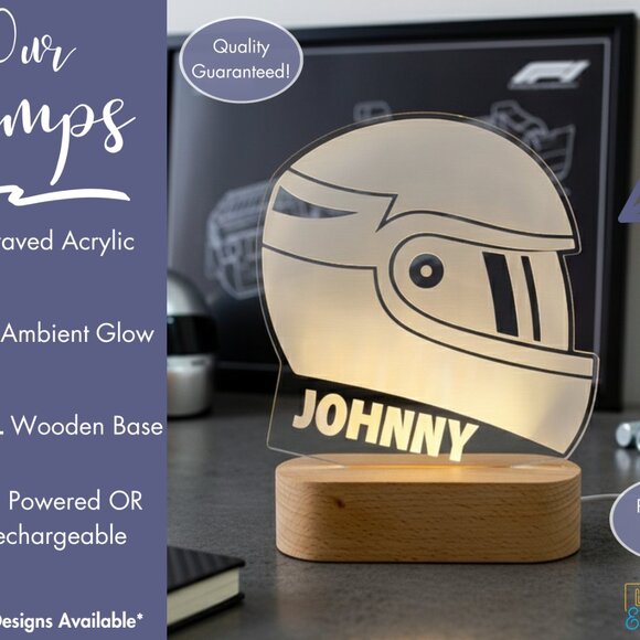 Motorcycle Helmet Night Light – Personalized LED Gift for Kids - Picture 3 of 8